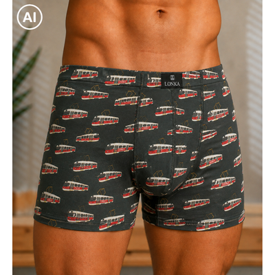 Men's boxer shorts with KEVIN cotton TRAMVAJE print