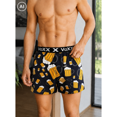 Men's cotton boxer shorts KILIAN pattern BEER large BLACK