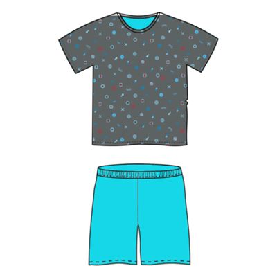 KOFFING short-sleeved pyjamas with BIKE II panels, dark grey
