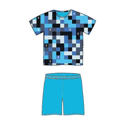 KOFFING short-sleeved pyjamas, blue, large CHECKS
