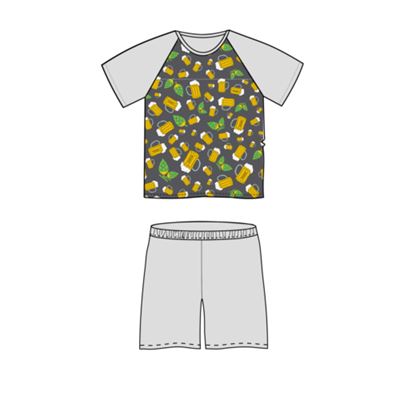 Short-sleeved pyjamas KOFFING small BEER grey