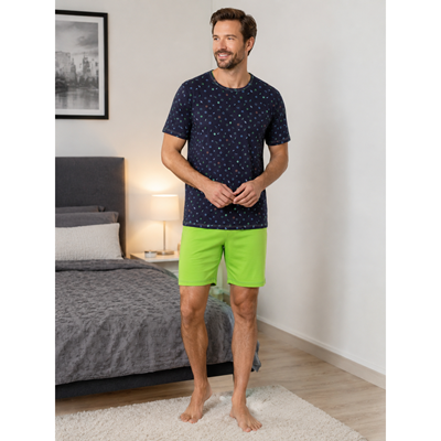 KOFFING short-sleeved pyjamas with BIKE II dark blue panels