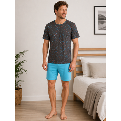 KOFFING short-sleeved pyjamas with BIKE II panels, dark grey