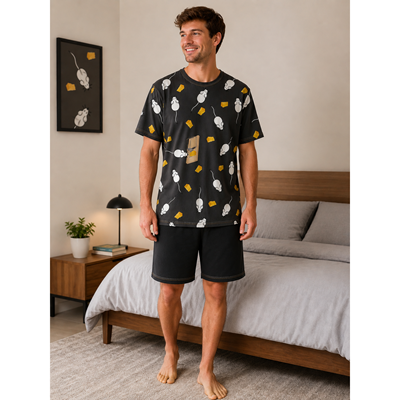 KOFFING short-sleeved pyjamas, dark grey MOUSE