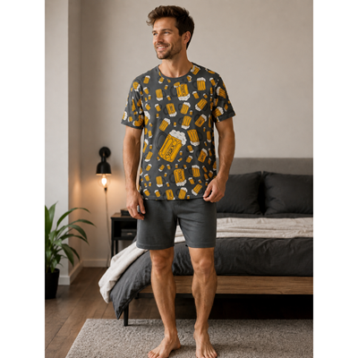 KOFFING short-sleeved pyjamas, large BEER, dark grey