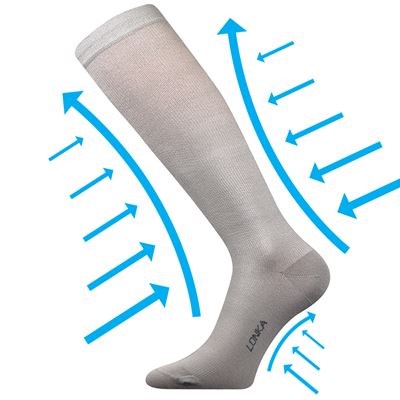 KOOPERAN light compression knee socks with silver ions LIGHT GREY