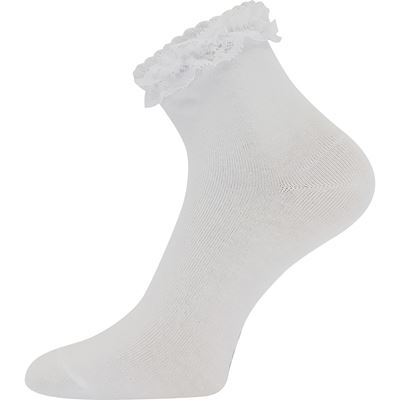 Women's cotton socks decorated with lace LACE white