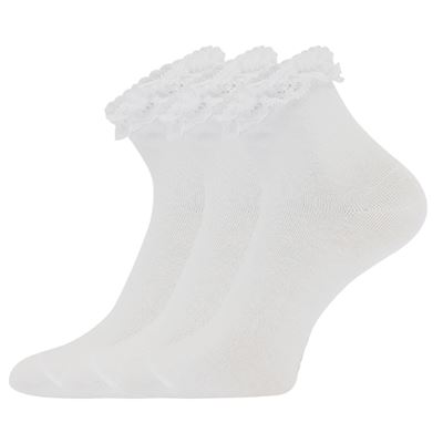 Women's cotton socks decorated with lace LACE white