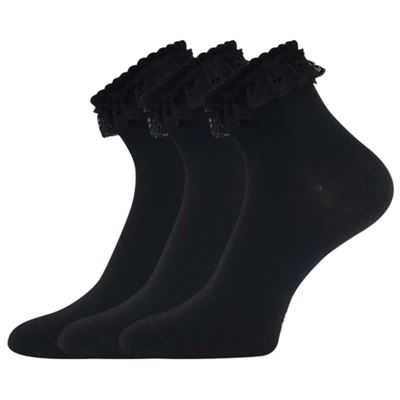 Women's cotton socks decorated with lace LACE black