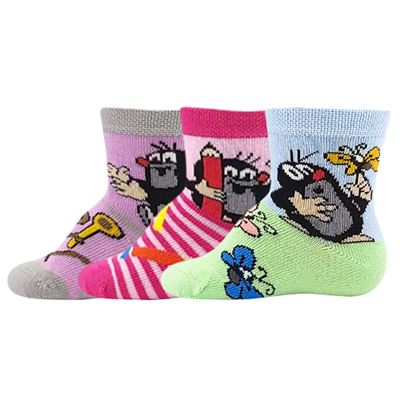 KRTEČEK picture mix baby socks for girls (3 pairs)