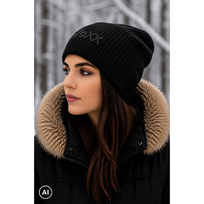 KYRONA women's knitted hat with viscose BLACK