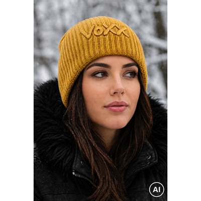 KYRONA women's knitted hat with viscose MUSTARD
