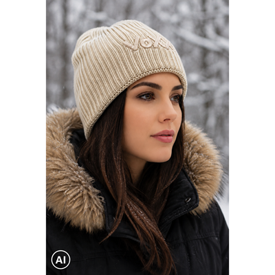 KYRONA women's knitted hat with viscose CREAM