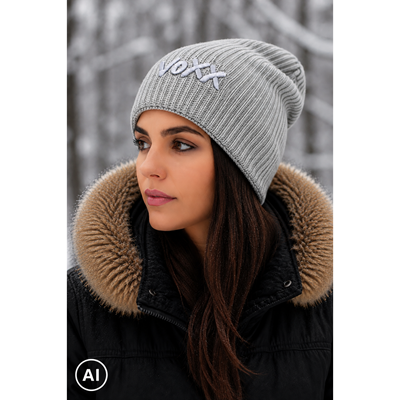 KYRONA women's knitted hat with viscose LIGHT GREY