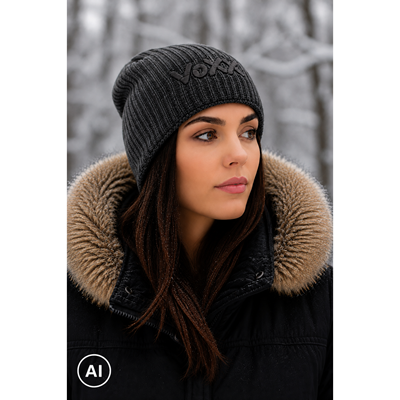 KYRONA women's knitted hat with viscose, DARK GREY