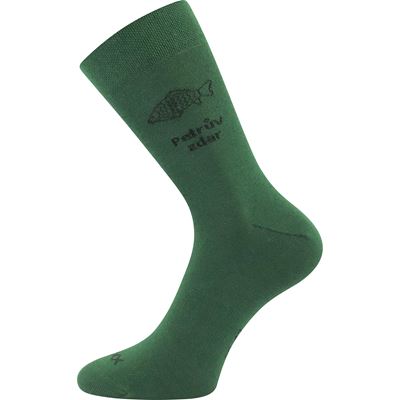 Men's thin socks LASSY dark green with FISH motif