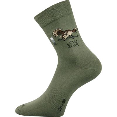 Men's thin LASSY socks, dark green with a picture of a capercaillie