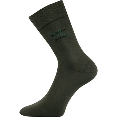 Men's thin socks LASSY dark green with TWIGS pattern