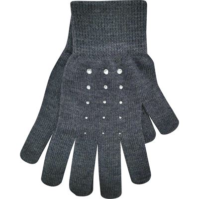 LEAF women's knitted gloves with Swarovski crystals ANTHRACITE