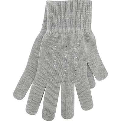 LEAF women's knitted gloves with Swarovski crystals GREY