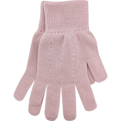 LEAF women's knitted gloves with Swarovski crystals, DUSKY PINK
