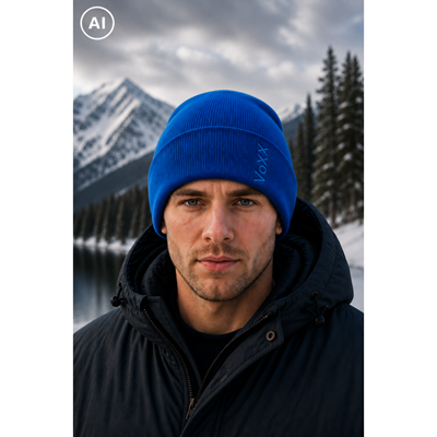 Men's knitted LEVORG cap with turn-up TYRQUOISE