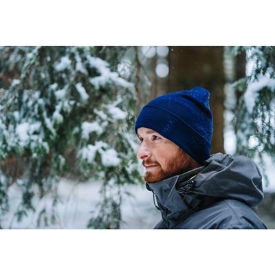 Men's knitted LEVORG cap with turn-up DARK BLUE