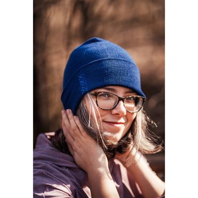 Men's knitted LEVORG cap with turn-up DARK BLUE