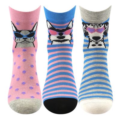 LEY girls' socks with pictures MIX A with dogs (3 pairs)