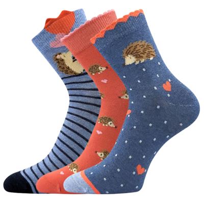 LEYKA women's socks with pictures MIX B with hedgehogs (3 pairs)