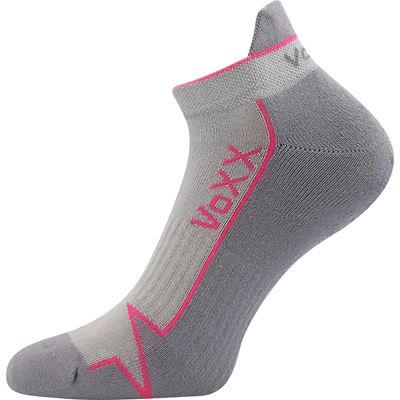 LOCATOR A light grey and magenta cotton sports socks