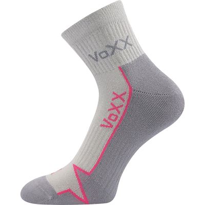 LOCATOR B cotton sports socks, light grey with magenta