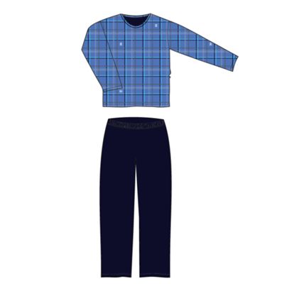 Men's long-sleeved pyjamas LOPPING blue CHECKS