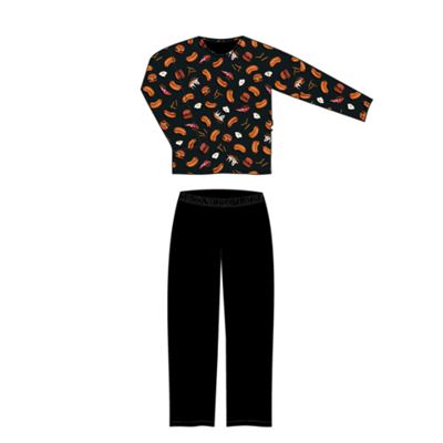 Men's long-sleeved pyjamas LOPPING FASTFOOD II black