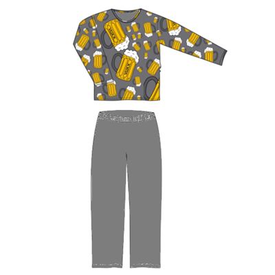 Men's long-sleeved pyjamas LOPPING large BEER dark grey