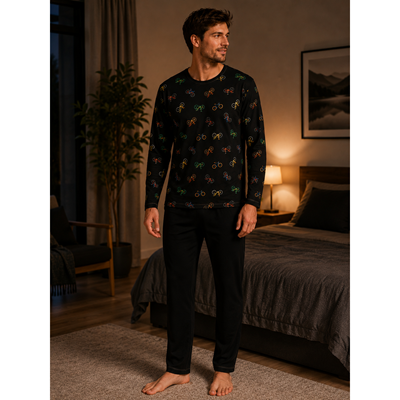 Men's long-sleeved pyjamas LOPPING BIKE black