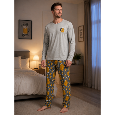 Men's long-sleeved pyjamas LOPPING large BEER melé