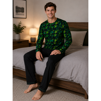 Men's long-sleeved pyjamas LOPPING hemp black