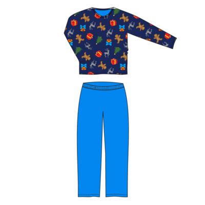 Men's long-sleeved pyjamas LOPPING dark blue CHRISTMAS