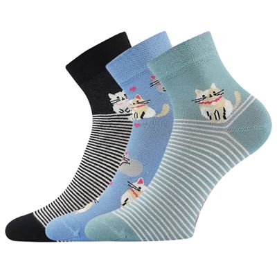 Women's summer socks MAKY 01 mix WITH CATS (3 pairs)