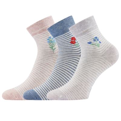 Women's summer socks MAKY 04 mix WITH FLOWERS (3 pairs)