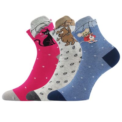 Women's summer socks MAKY 05 mix WITH ANIMALS (3 pairs)
