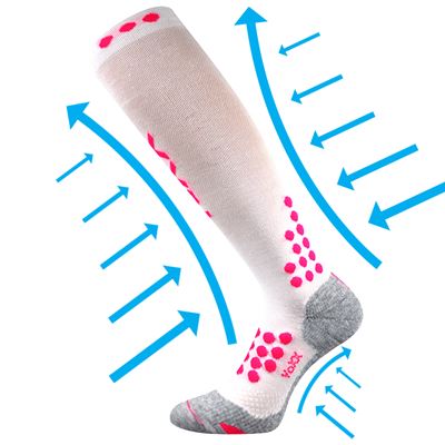 MARATHON compression sports knee socks with silver ions, WHITE