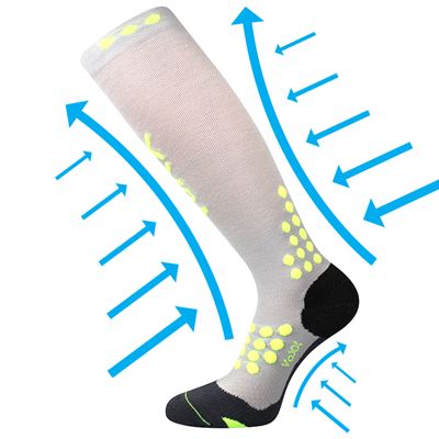 MARATHON compression sports knee socks with silver ions LIGHT GREY