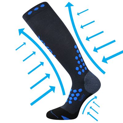 MARATHON compression sports knee socks with silver ions, DARK BLUE