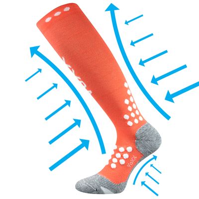 MARATHON compression sports knee socks with silver ions, SALMON