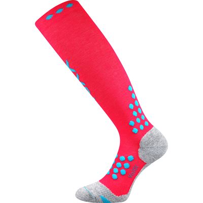 MARATHON compression sports knee socks with silver ions NEON PINK
