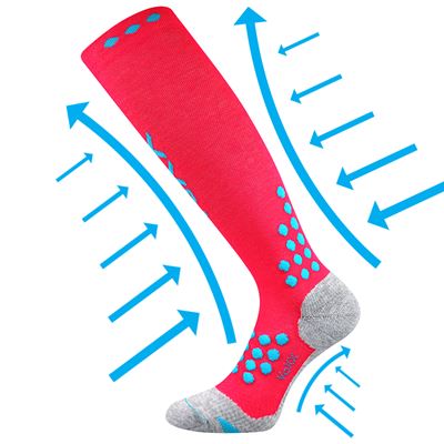 MARATHON compression sports knee socks with silver ions NEON PINK