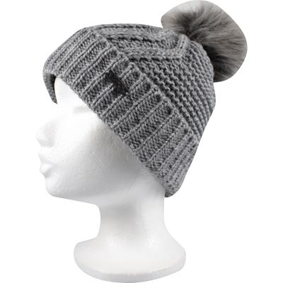 MARQUIS women's knitted hat with pompom LIGHT GREY