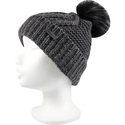 MARQUIS women's knitted hat with pompom DARK GREY